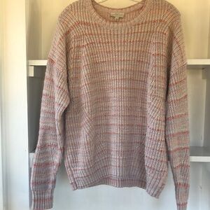 Lucky Brand Pink Marled Striped Cozy Sweater Size XL